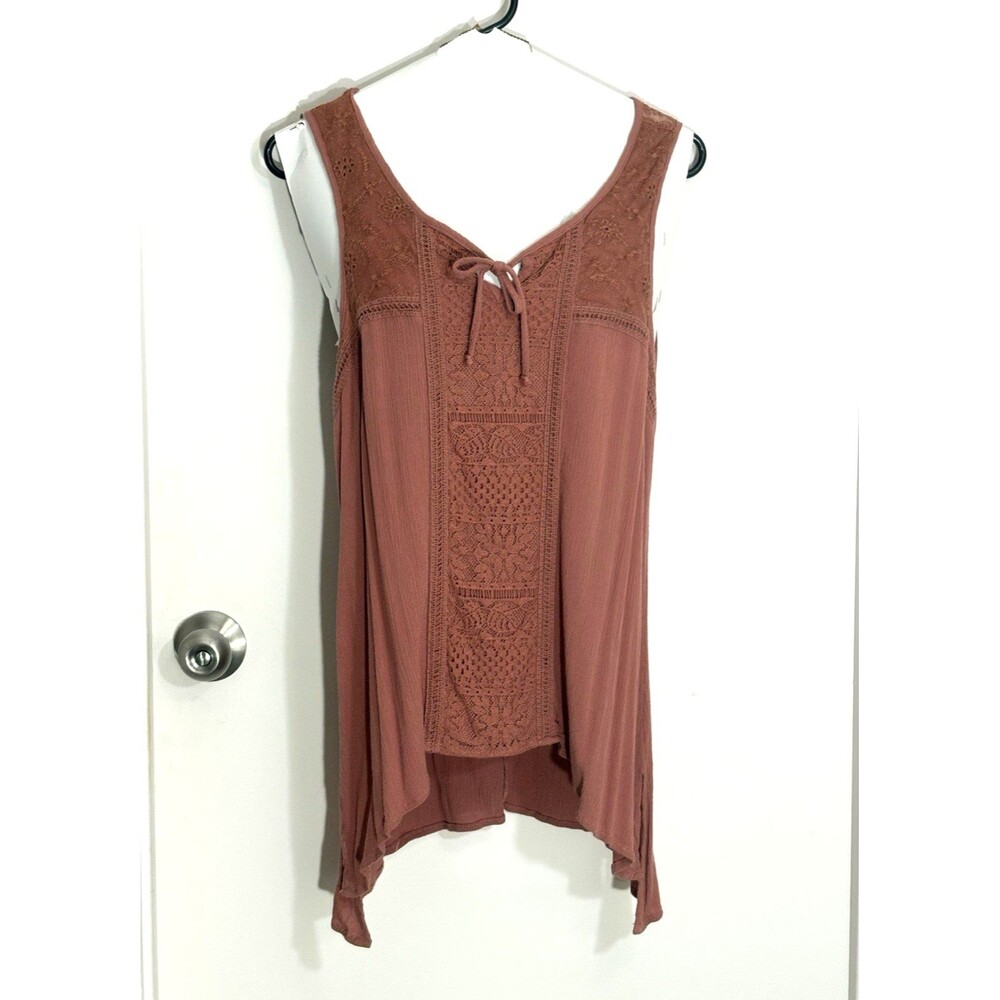Women’s 2X Designer Tank Top Terracotta Sleeveless Blouse ReLush, 40” Bust